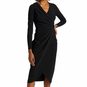 Chiara Boni La Petite RobeJodene Pleated Wrap Midi Dress Black Size 10